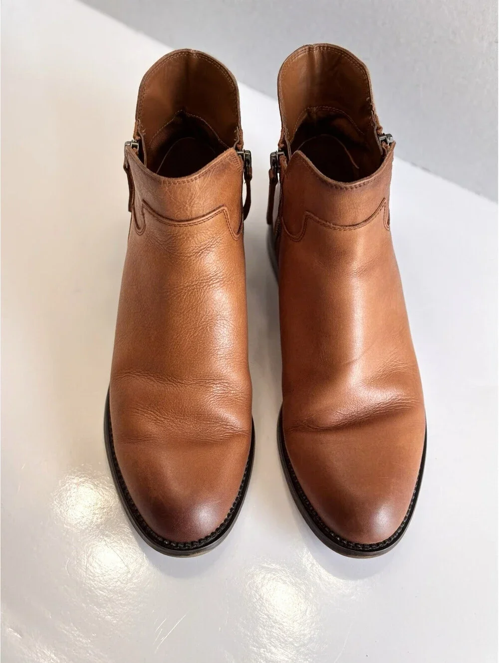 Franco Sarto Halford Womens Brown Leather Comfort Casual Ankle Booties Size 9.5M
